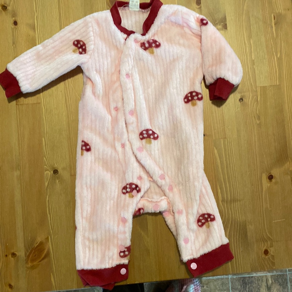 Mushroom flannel romper